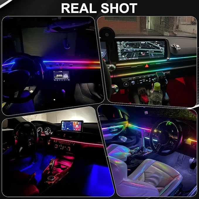Interior Car LED Strip Lights, 8-in-1 Acrylic RGB Ambient Lighting Kit | Dynamic Dreamcolor Chasing, Music Sync, Wireless APP & RF Remote Control for Car Interior Ambient Lighting - Image 8