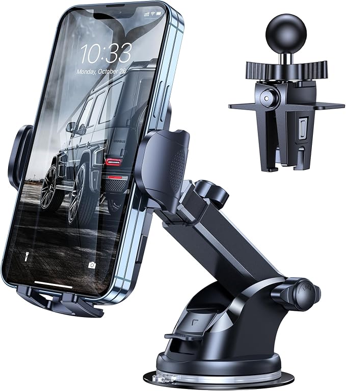Phone Mount for Car [Military-Grade Super Suction] Universal Hands-Free Phone Holder for Dashboard Windshield Air Vent for iPhone 17/16 Pro Max Air Plus Samsung All Phones - Image 9