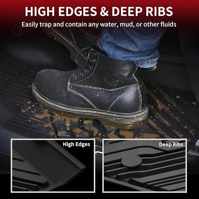 LASFIT Floor Mat for Ford Ranger 2023 2022 2021 2020 Carpet Floor SuperCrew | All Weather Full Coverage Truck Protector, Custom Fit TPE Durable Liners, Easy Clean Anti-Slip for Ranger Trucks - Image 3