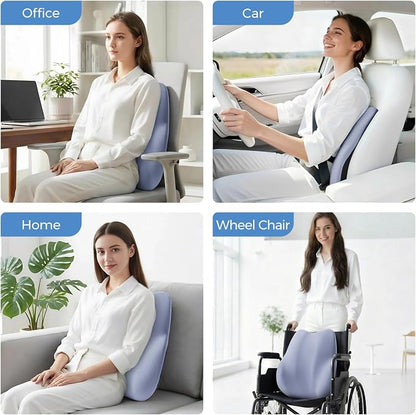 BEBAS Ergonomic Lumbar Support Pillow for Car, Memory Foam Car Back Cushion | Comfort Lumbar Pillow for Back Pain Relief, Breathable Washable Cover, Fits for Driving, Office, Wheelchair, Blue - Image 7