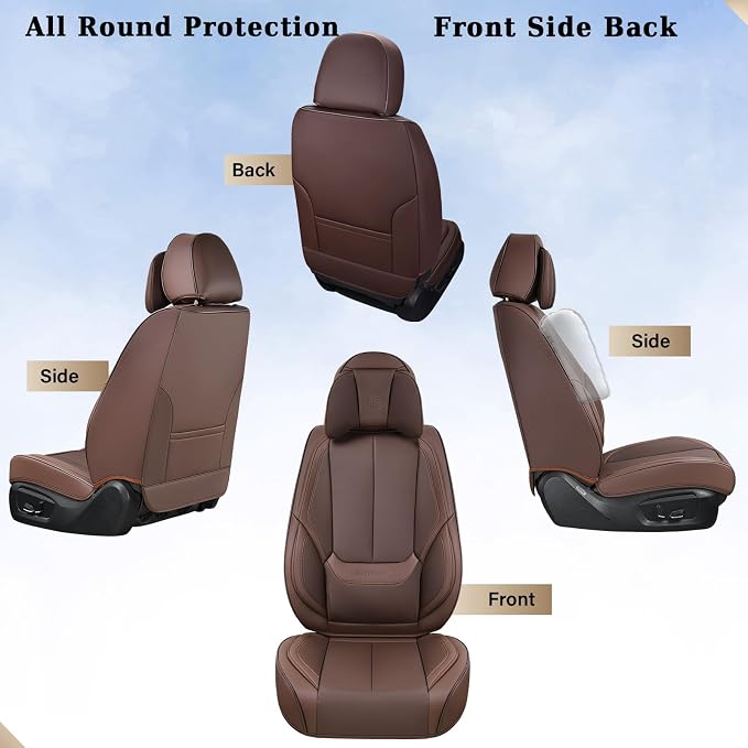 Coverado Car Seat Covers, Seat Covers for Cars, Waterproof Leather Auto Seat Protectors, Leather Car Seat Cushion, Car Interiors Accessories Universal Fit for Most Cars - Image 6