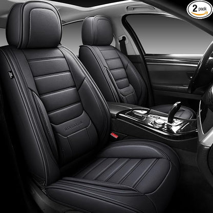 MINGBRON Seat Covers, Car Seat Covers Front Seats, Car Seat Cover, Car Seat Protector Waterproof, Car Seat Cushion Nappa Leather, Black Seat Covers Carseat Cover Universal Fit for Most Cars by MINGBRONCARSEATCOVER