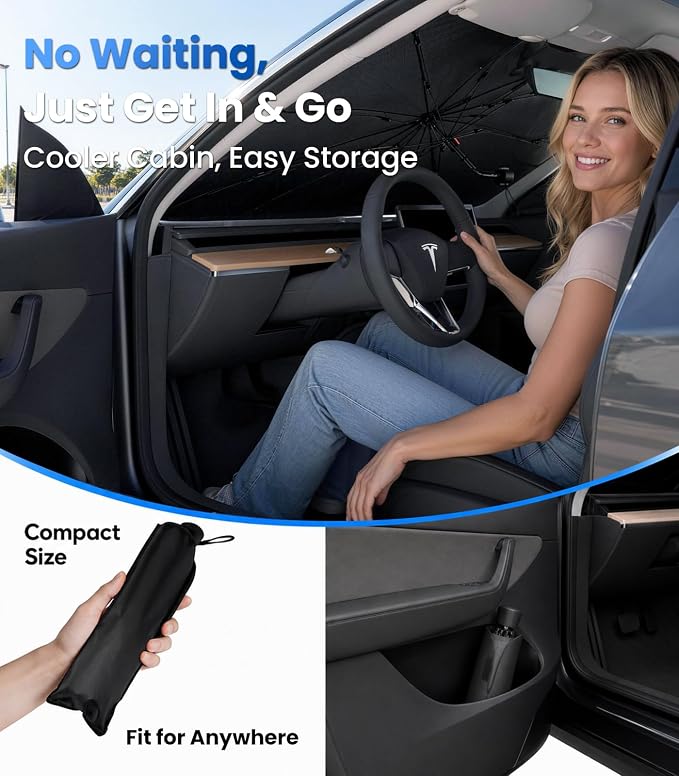 Zanch Windshield Sun Shade Umbrella: 1:1 Custom Fit for Lexus TX350 2024-2026 [99% UV Protection, Up to 75℉ Cooler] Reflective Heat Shield, No Gaps & No Scratches, Foldable Front Sunshade Umbrella - Image 7