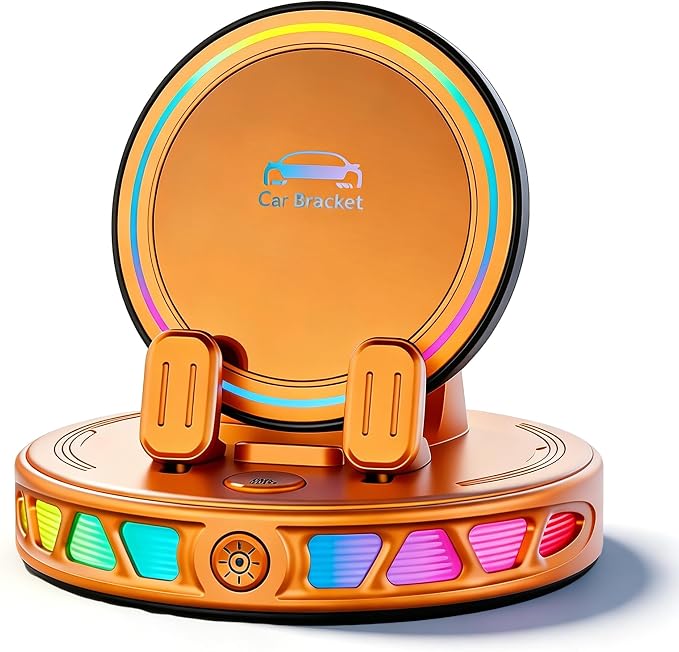 15W MagSafe Car Mount Charger with 7-Color RGB Light, Car Phone Holder for Your Car, Horizontal Mode Wireless Charging, 360° Rotating Strong Suction Mount for iPhone 17 Pro Max 16 15 14 13 12 by Unknown