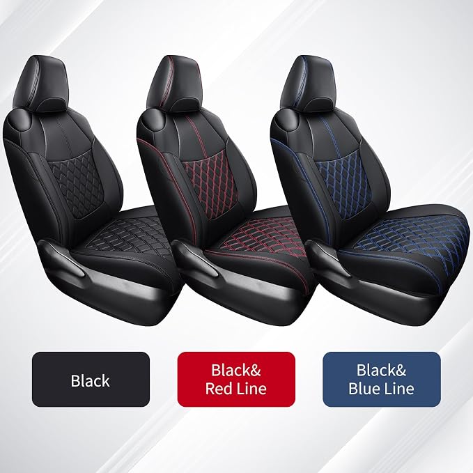 Huidasource Custom Fit RAV4 Front Seat Covers, Waterproof Interior Car Seat Accessories Fit for 19-24 Toyota Rav4 XLE LE XLE Premium Limited(Not for Hybrid/Adventure/TRD Off-Road/Prime, Black&Red) - Image 8
