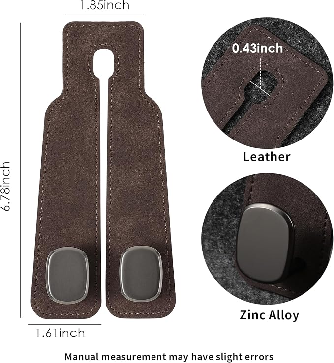 KINIVA Car Seat Headrest Storage Hooks, Set of 2, Suede PU Leather, Double Hooks (Brown) - Image 5