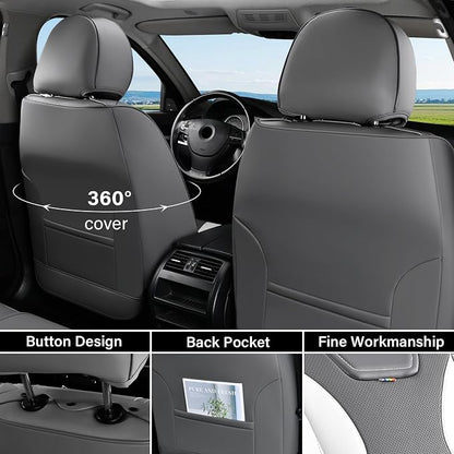 Coverado Car Seat Covers Full Set, Seat Covers for Cars, Front Seat Covers and Back Seat Cover Waterproof Leather Automotive Seat Cover, Universal Car Interior Protectors Cushion for Most Cars - Image 4