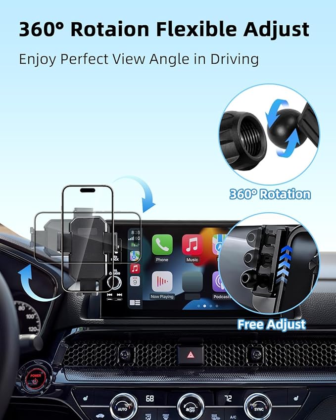 PZK Car Phone Holder for 2023-2026 Toyota BZ4X/ Subaru Solterra Accessories | Custom 8/12.3-Inch Screen Auto Lock Car Phone Mount Fixed Clip 360° Rotation Hands-Free Fit for 4-7 Inch Phones Thick Case - Image 3