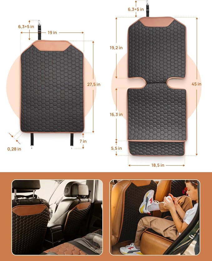 Set Seat Back Organizer & Car Seat Protector Hexy Waterproof & Non-Slip Protector for Child Car Cushion for Leather and Fabric Seats (Hexy Set 2) - Image 4