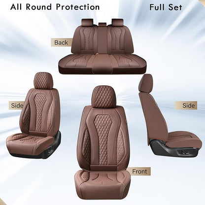 Coverado Seat Covers, Car Seat Covers Full Set, Coffee Car Seat Cover, Car Seat Cushion Waterproof, Luxury Auto Seat Covers, Seat Cover Car Seat Protector Fit for Most Cars - Image 6