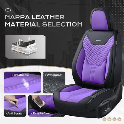 Coverado Car Seat Covers with Lumbar Support, Front Covers for Cars, Universal Automotive Seat Cover, Waterproof, Leather Car Seat Cushion, Interior Seat Protectors for Most Cars - Image 2