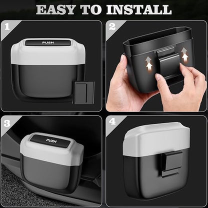 2 Pack Car Trash Can with Lid, Built-in Storage Garbage Bag, Silver | Leakproof Car Door Trash Can with Hook, 60pcs Trash Bags, Mini Automotive Garbage Bin for Vehicle, Office, Home - Image 6