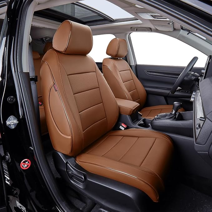 EKR Car Rogue Seat Covers 2014-2020(No Sport),Leatherette Full Set | Custom Fit for Nissan Rogue(Not for Sport) S/SV/SL 2014-2020,Faux Leather(Brown) by EKR