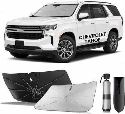 Zanch Windshield Sun Shade Umbrella: Custom Fit for Chevrolet Tahoe (2020-2026) [99% UV Protection, Up to 75℉ Cooler] Reflective Heat Shield, No Gaps & No Scratches, Foldable Front Sunshade Umbrella by Zanch