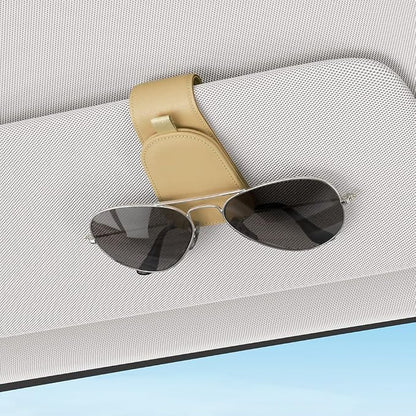 Sotfamily Magnetic Sunglass Holder for Car Visor, 2 Packs, Faux Leather | Strong Magnetism, for Most Car Visors, No Marks on Visor, Gift-Ready Packaging, Sunglass Organizer, Car Accessories for Men - Image 2