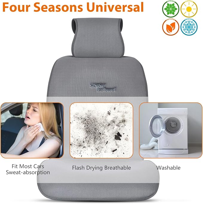 IsoTowel Car Seat Cover,Microfiber Seat Towel,with Quick-Dry Material and Non-Slip Back,Car Seat Protection for All Workouts,All-Weather(Gray) - Image 3