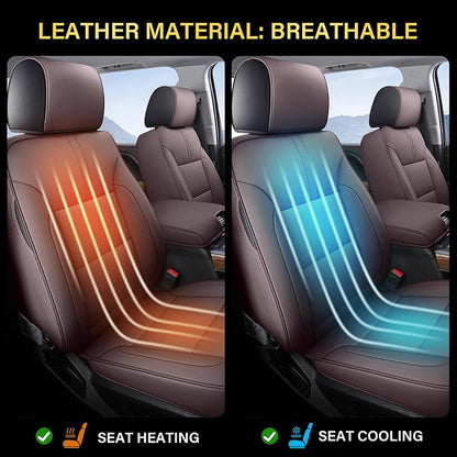 Coverado Chevy Silverado Seat Covers, Leather Car Seat Covers Custom Fit for Chevy Silverado GMC Sierra 2014-2018 1500, 2015-2019 2500HD 3500HD (Full Set, Brown) - Image 6