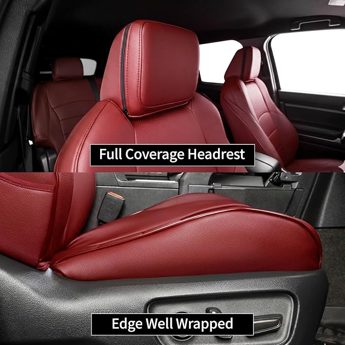EKR Car Seat Covers Custom Fit for Toyota 4Runner(7 Seats) Full Set | for Toyota 4 Runner 2010-2024 Seat Covers for SUV,Airbag Compatible,Waterproof Pet-resistant,Faux Leather(Burgundy) - Image 5