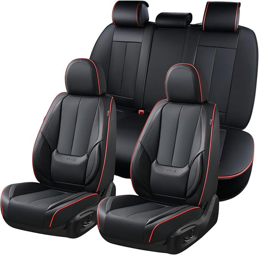 Coverado Car Seat Covers Full Set, Seat Covers for Cars, Black Car Seat Covers Front Seats and Back Car Seat Protector Waterproof, Leather Car Seat Cushion Universal Fit for Most Cars Blue by COVERADOAUTO