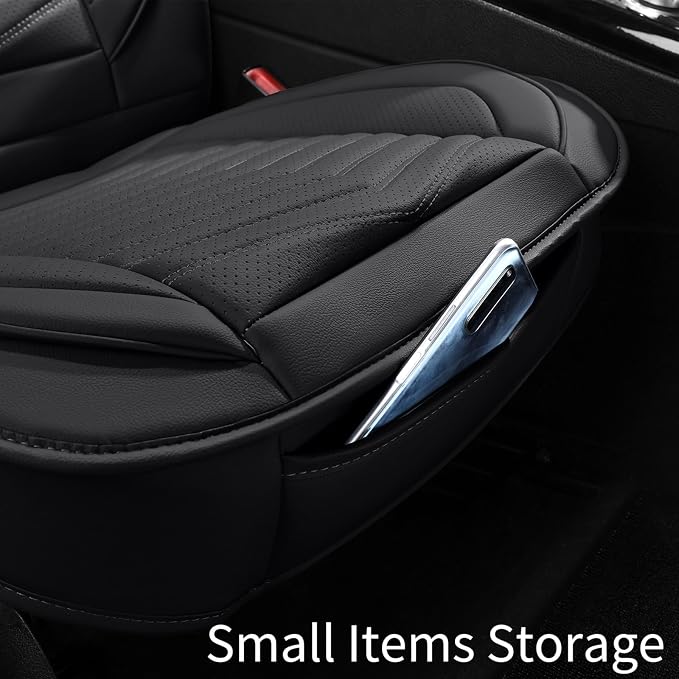 HChengkikz Front Car Seat Cover, Waterproof Faux Leather (Black) | Easy Maintenance, Airbag Compatible, Universal Fit For Most SUVs Trucks Pick-ups Sedans - Image 6