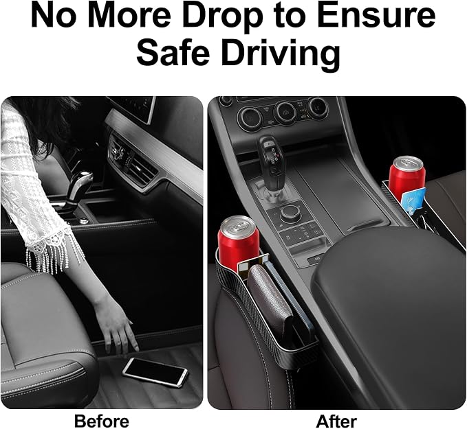 Car Seat Gap Filler Organizer, 2 Pack Car Console Organizer with Cup Holder | Auto Console Side Storage Box with 2 Seat Hooks, Car Organizer Front Seat for Drink, Phones, Keys, Fit for Car SUV Truck - Image 5