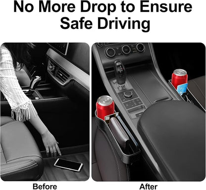 Car Seat Gap Filler Organizer, 2 Pack Car Console Organizer with Cup Holder | Auto Console Side Storage Box with 2 Seat Hooks, Car Organizer Front Seat for Drink, Phones, Keys, Fit for Car SUV Truck - Image 5