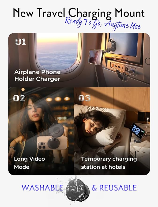 LISEN for 15W Magsafe Car Mount Charger, [Carbon Fiber] 360° Magnetic Wireless Car Charger, Suction Car Phone Mount for Car Accessories for Men, Car Phone Holder for iPhone 17 Pro Max 16 15 14 13 12 - Image 8