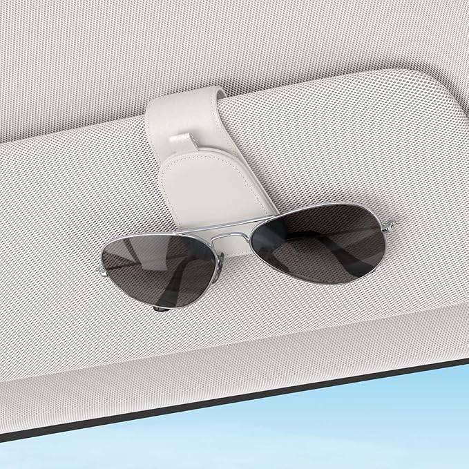 Sotfamily Magnetic Sunglass Holder for Car Visor, 2 Packs, Faux Leather | Strong Magnetism, for Most Car Visors, No Marks on Visor, Gift-Ready Packaging, Sunglass Organizer, Car Accessories for Men - Image 2