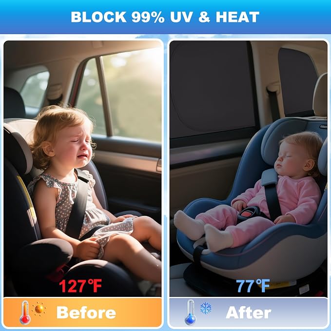 XCBYT 2019–2026 GMC Sierra 1500 & Silverado 1500 Crew Cab Window Shades | Keeps your car cool and 100% dark. Perfect for car camping, sleeping, lunch breaks, or protecting pets in hot climates - Image 4