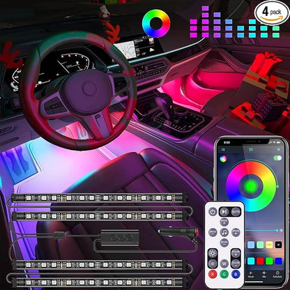 Car Interior LED Lights, 12V RGB Under Dash Footwell Ambient Lighting Kit | Smart APP & Remote Control, Music Sync, Cigarette Lighter Powered Color Changing Lights for Cars, Trucks and SUVs by EJsSUPERCAR