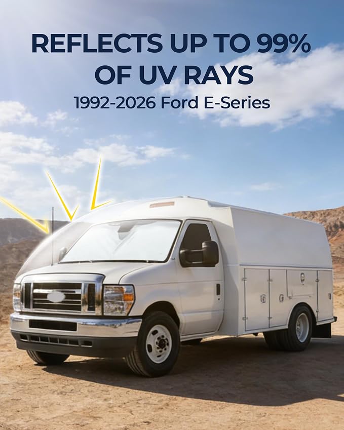 for Ford E-Series 1992-2026 Windshield & Side Window Sun Shade 3Pcs | Privacy Sun Shade Set for Front Windshield Side and Rear Windows, Full Window Covers Keeps Vehicle Cool for Camping Napping - Image 6