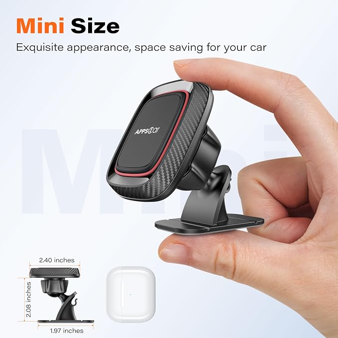 APPS2Car Magnetic Car Phone Mount, Dashboard Phone Holder, 1-Pack | 360° Magnetic Phone Holder for Car with Adhesive Base; Includes Metal Plate and Fits Most Phones. Not for Direct MagSafe Use - Image 3