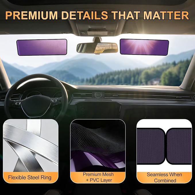 XCBYT Static Cling Window Shades, Semi-Transparent Glare Blocker | Reposition as sun moves to block glare. Clean glass perfectly before use. for Windshield & Side Windows (15.75" x 7.09") - Image 6