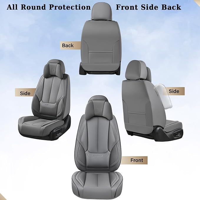 Coverado Car Seat Covers, Seat Covers for Cars, Waterproof Leather Auto Seat Protectors, Leather Car Seat Cushion, Car Interiors Accessories Universal Fit for Most Cars - Image 9