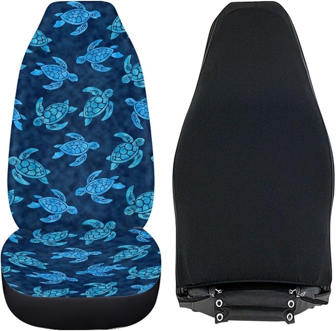Car Seat Covers Full Set of 2, Blue Sea Turtle Cloth Seat for Auto Front Seats, Breathable Bucket Seat Covers for Cars Car Accessories for Sedan Truck SUV - Image 4