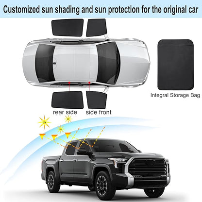 Front Side Half Window Shade Foldable Custom Fit for Toyota Tundra 2022-2024 Car Window Shades for Side Window Sun Shade UV Protection Heat Insulation for Camping Sleeping 4PCS - Image 3