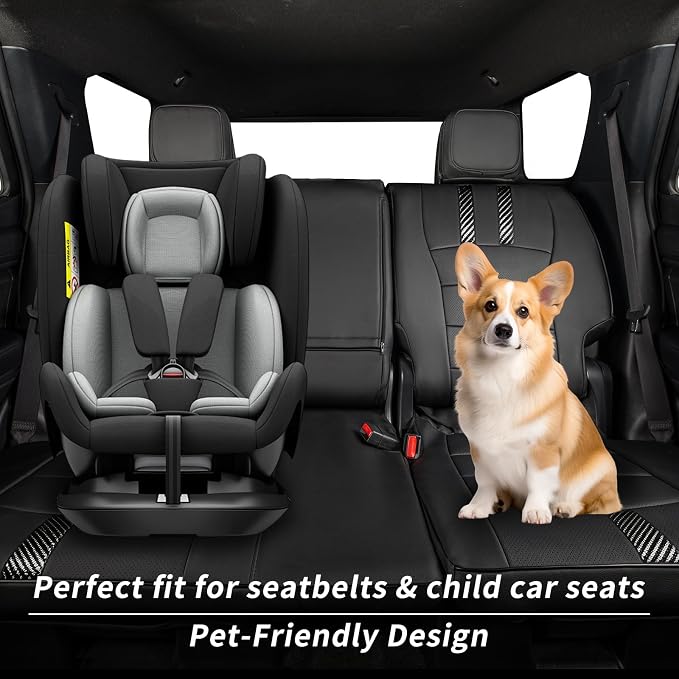 Tacoma Seat Covers Custom Fit for 2005-2011 Toyota Tacoma Double Cab/Crew Cab (TRD Sport Seats),Waterproof Faux Leather Car Seat Protector-Full Set (Black & Carbon Fiber) - Image 3