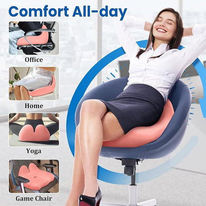 CushZone Extra Large Seat Cushion, Sciatica Support for Office Chair, Pink | Ergonomic Office Chair Cushion for Hip & Tailbone Pain Relief, Memory Foam Cushion for Car, Long Trip, Desk Chair, Lab - Image 5