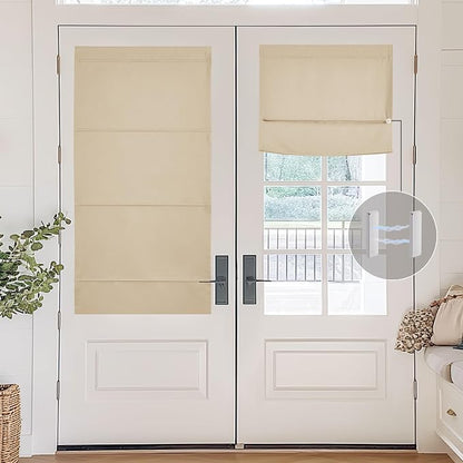 NICETOWN Biscotti Beige Magetic Blackout Roman Shade, No Drill Door Blinds | Thermal Insulated, Privacy Shades for Bedroom, No Tools Roll Shade, French Front Door Window Cover, 35 x 64 inches Long - Image 7