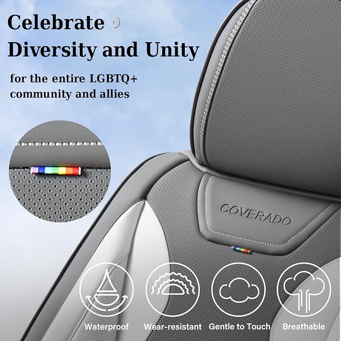 Coverado Car Seat Covers Full Set, Seat Covers for Cars, Front Seat Covers and Back Seat Cover Waterproof Leather Automotive Seat Cover, Universal Car Interior Protectors Cushion for Most Cars - Image 6