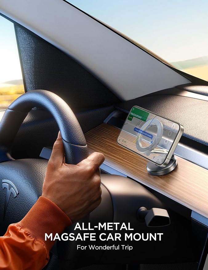 All-Metal MagSafe Car Mount, 360° Rotation Magnetic Car Holder, Space Gray | Strong Magnets Car Phone Holder for Car Dash, Car Accessories for Women Men, Car Mount for iPhone 17 Pro Max Air 16 15 14 13 - Image 8