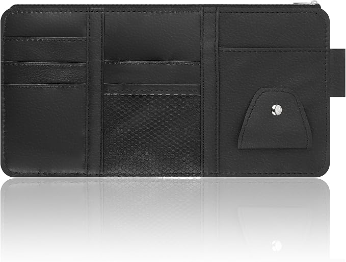 OFBAND Car Visor Organizer with Sunglass Holder,Multi-Functional Car Sun Visor Organizer with Zipper for Cards,Money,Tickets,Leather Interior Accessories (Black) - Image 7