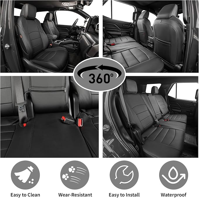 EKR Car Seat Covers Custom Fit for Toyota 4Runner(5 Seats) Full Set | for Toyota 4 Runner 2025-2026 Seat Covers for SUV,Full Wrap,Airbag Compatible,Waterproof Pet-resistant,Faux Leather(Black) - Image 5