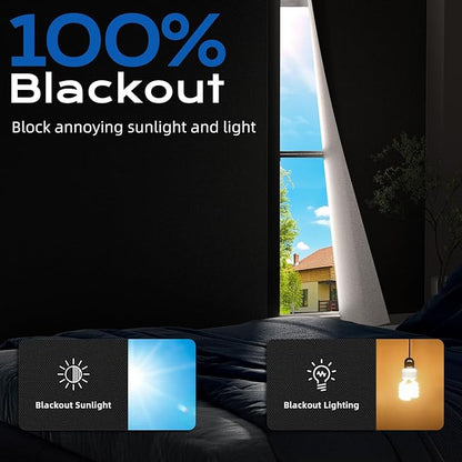 Blackout Curtains for Bedroom, 70" x 58" Portable Blackout Blinds No Drill | 100% Blackout Window Cover with Hook&Loop Strip, Temporary Blackout Shades, Blackout Window Film for Nursery Travel RV- Black - Image 2