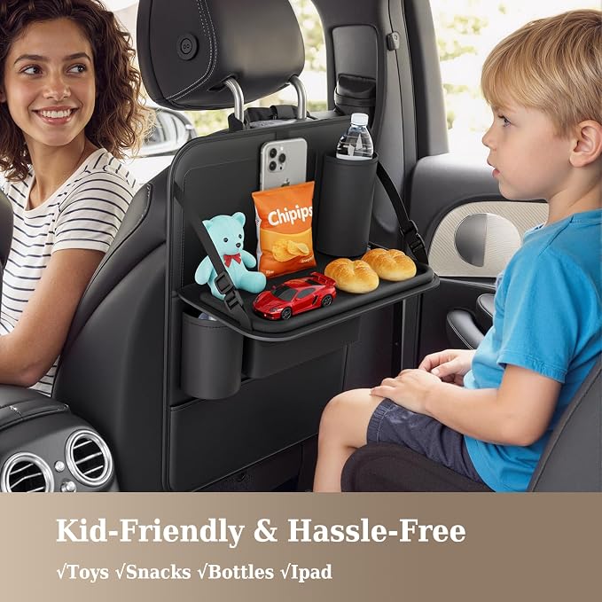 Coverado Car Backseat Organizer(2 Packs) with Tablet Tray, Nappa Leather Organizer for Car Seat Back, Waterproof Car Seat Organizer with Touch Screen, Seat Protector Kick Mats for Kids - Image 7