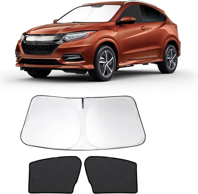 3PCS Car Window Shades Front Windshield Sun Shade Foldable Window Shade Custom Fit for 2016-2022 Honda HR-V HRV XRV Accessories Car Shades for Front Windows Anti-UV Rays Block Heat by FannycCargoCover