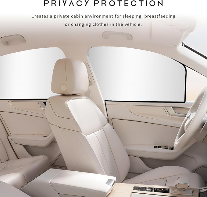 4 PCS Car Window Shades, Magnetic Vehicle Side Window Cover for Light Blocking & UV Protection, Full Blackout Front Rear Windows Privacy Covers for Camping Traveling Napping (Silver) - Image 5