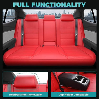 Custom Fit Seat Covers for Toyota Camry 2025 2026 Hybrid, Red | Only Fit for Camry LE/SE 2025-2026, Full Coverage, Faux Leather, Protective, Scratch-resistant, Easy-clean - Image 5