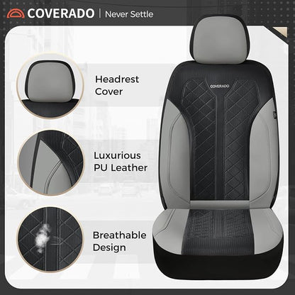 Coverado Car Seat Covers 5 Seats, Seat Covers Full Set, Mesh Breathable Seat Protectors, 5-Piece Spill-Proof White Automotive Seat Covers, Universal Fit for SUV, Sedan, Truck - Image 6