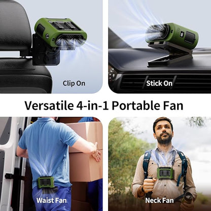 Socool 14500mAh Portable Car Fan Rechargeable Battery Opearated, Clip on Car Seat Headrest 360 Rotatable, 5-Speed Backseat Fans for Baby Rear Facing Cooling with Dual Air Outlets for SUV RV Truck - Image 7